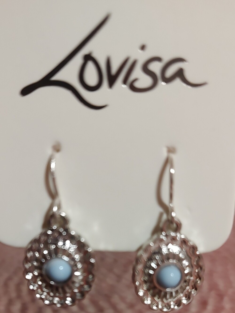 Lovisa Silver-Tone Drop Earrings with Sky Blue Cabochon